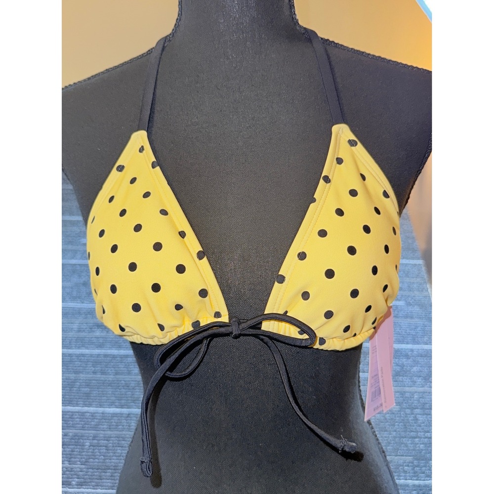 Wild Fable Bikini Top Women S Yellow‎ Polka Dot NEW Triangle Halter Swim